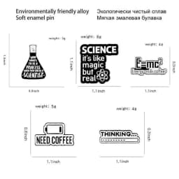Science Chemistry Beaker Element Brooch Enamel Pin Molecular DNA Structure Equation Brooch Lapel Badge Cartoon Jewelry Accessory