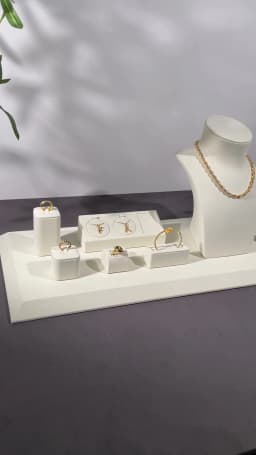 Oirlv Beige Jewelry Display Stand for Ring Earring Necklace Stand Store Window Counter Showcasing Rack for Jewelry Display Props