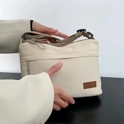 3 Main Pockets High Capacity Shoulder Crossbody Bag for Women Multi-pocket Purse Canvas Handbag Suitable for Mothers Shopping