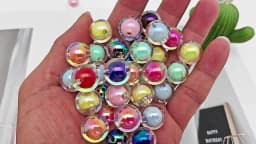 16MM 10 Pieces/Bag Style Random Acrylic Plated Colored Beads, Round Inner Color DIY Straight Hole Handmade Bracelet, Beaded Loos