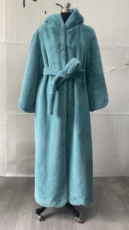 Nerazzurri Autumn Winter Extra Long Luxury Elegant Thick Warm Black Soft Fluffy Faux Rex Rabbit Fur Coat Women with Hood Sashes