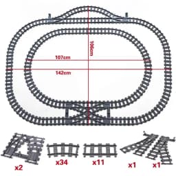 Train Track Railroad Accessories - City Train Track System with Railroad Crossing, Compatible with Major Brand Trains in Buildin