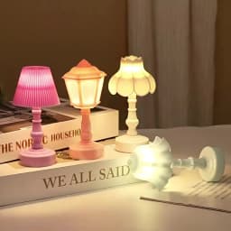 1:12 Dollhouse Miniature Flower Bud Table Lamp Night Light Furniture Home Model Decor Toy Doll House Accessories