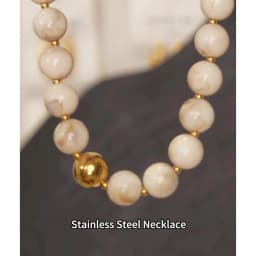 Yhpup Multi-color Resin Round Beads Chain Statement Necklace Bracelet Stainless Steel Popular Handmade Daily Trendy Jewelry Gift