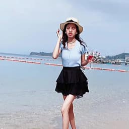Black Patchwork Lace Short Women Cake Skirt With Lace Up High Waist Preppy Style Cute Ball Gown Kawaii Skirts Girls
