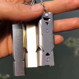 High Decibel Whistle Keychain Stainless Steel Double Pipe Camping Hiking Emergency Survival Whistle Portable Outdoors Tools