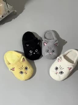 Non-Slip Soft Plush Cat Slippers for Women Men Unisex Warm Fleece House Slippers Indoor Floor Shoes Autumn Winter Home Comfort
