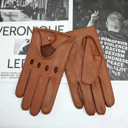 New Men's Deerskin Gloves Leather Touch Screen Breathable Thin Single Leather Unlined Driving Gloves