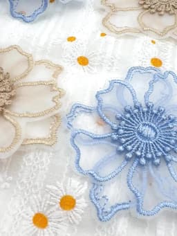 5Pcs Double Layer Lace Flower Applique Embroidered Patches Rpair For DIY Handmade Craft Wedding Dress Decoration 6.5CM Wide