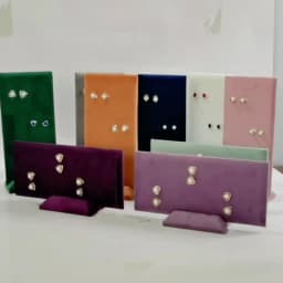 40-Hole Velvet Jewelry Display Stand - Detachable Earring & Pendant Organizer with Wooden Base, Multi-Color for Boutique