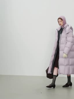 FSLE 2025 Winter New Women's Long Puffer Down Coat with Hood Two-Tone Color Block Thermal Insulated Jacket Heavy Warm Outerwear
