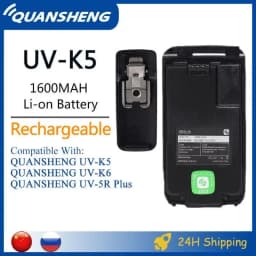 Quansheng UV-K5 Battery UV-K6 UV-K5(8) UV-K58 Walkie Talkie Original BPK5 Li-ion DC 7.2V 1600mAh Rechargeable Battery Belt Clip