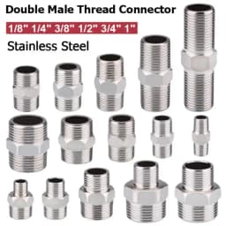 1-10pcs Nipple Connector 1/8"1/4"3/8" 1/2" 3/4"1" Stainless Steel Double Male Thread Equal/Reducing Connector Length 30-100mm
