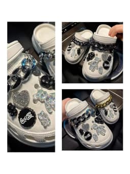 Hot Sale Bundle for Silvery Chain Hole Shoes Charms Designer Fashion Trend Charms for DIY Quality Cute Bear Clogs Shoes Buckle