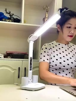 USB Eye Protection New Rechargeable LED Clock Dimmable Table Lamp 180° Rotating Foldable Desktop Reading Night Light USB