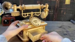 3D Wooden Puzzle for Adults Creative Retro Telephone Model Kits Gift for Christmas