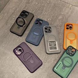 Metal Ring Stand Matte Magnetic Case for Magsafe IPhone Air 17 16 15 14 13 12 11 Pro Max Plus with Lens Protector Mac Safe Cover