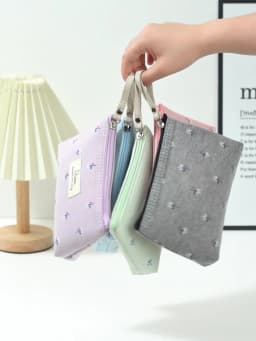 Instagram Style Canvas Makeup Bag Printed Women's Portable Student Pencil Case Travel Storage Toiletries Bag