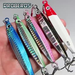 PROBEROS 5Pcs 3D Eyes Metal Jig Lure 10g 15g 20g 30g 40g 60g Bionic Bait Saltwater Shore Casting Fishing Lure Fishing Tackle