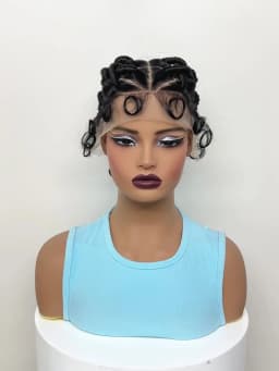 Full Lace Bantu Braided Wigs Synthetitc Short Handmade Knotless Braided Lace Wig Short Cornrow Braids Wigs for Black Women
