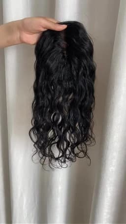 30 CM Short Wavy Hair Topper Replacement Hairpiece 9X14cm Short Clip in Curly Human Hair Topper Women for with Thinning Hair