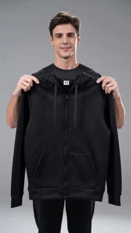 Opel 2026 men's new long sleeved comfortable solid color jacket with hood and printed zipper casual sportswear hooded sweatshirt