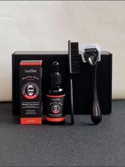 3pcs Men's Beard Care Set, Beard Oil, Moisturizing and Gentle, Beard Brush, Beard Roller, Suitable for Beard Care