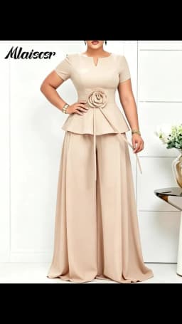 Mlaiscsr 2 Piece Women's Set Elegant Peplum Blouse and Palazzo Pants Suit Perfect for Cocktail Parties Proms Formal Events 2026