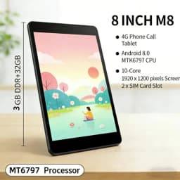 8 Inch T10 3GB RAM 32GB ROM M8 Android 8.0 WIFI 4G Phone Call Tablet PC MTK6797 10-Core 1.6GHz 1920 X 1200 Pixels
