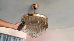 Modern Smart Ceiling Fan Chandelier Gold RC Adjustable 6 Speed Pendant Light Luminaire Bedroom 3 Heads Led Fandelier Lamp Indoor