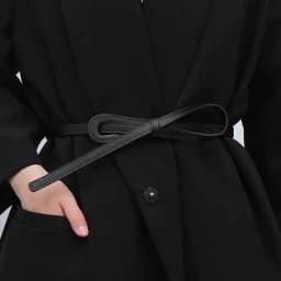 Women's Thin Knotted Belt Vinatge Solid Color PU Leather Long Skinny Waist Belts Female Lady Dress Coat Decorative Straps