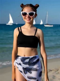 Girls Bikini Swimsuit 2026 New Solid Sling Bikinis Set Children Swimwear High Waist Three Piece Beach Bathing Suit Kids Swimming
