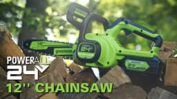 Greenworks 24V 12" Brushless Cordless Compact Chainsaw Great For Storm Clean-Up, Pruning, and Firewood / 125+ Compatible Tools