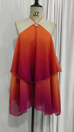 Mozision Gradient Halter Backless Sexy Mini Dress Women Gown Elegant Mesh Zipper Off-shoulder Sleeveless Club Party Dresses