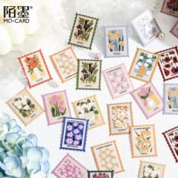 45 Pcs Stamp Style Flower Stickers Set for Journal Planner DIY Crafts Scrapbooking Embellishment Diary