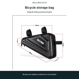 WILD MAN ES19 Bicycle Triangle Frame Bag PU EVA Hard Shell Dual Side Zipper Mesh Storage Hook and Loop Straps MTB Cycling Pouch