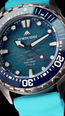 NORTH EDGE TRITON-TI Titanium Stainless Solar-Powered Diving Watch Luxury Quartz Watches For Men 300M Waterproof 180+ Day Power