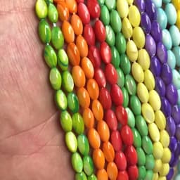 Oval Colorful Shell Beads Rice Shape Natural Mother of Pearl Shell Spacer Beads for Jewelry Making DIY Craft Accessories 15"
