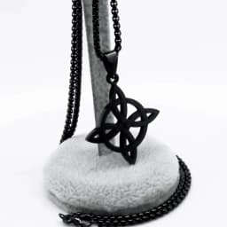 Stainless Steel Witchcraft Witch's Knot Geometry Long Chain Necklace for Men/Women Black Color Jewelry Bijoux Femme N4273S03