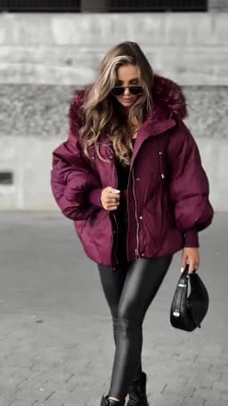 Oversized Faux Fur Hood Padded Jacket Women's Full Sleeve Zippers Loose Coats 2025 Autumn Winter Lady Thick Warm Outerwear