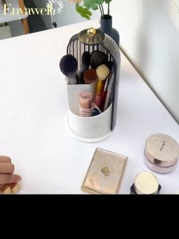 360° Rotating Makeup Brush Holder With Lid Luxury Cosmetic Organizer Lipstick Eyebrow Pencil Holder Eye Shadow Storage Box