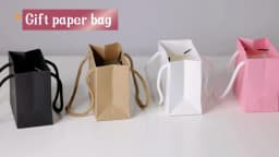 5pcs Small Paper Bags with Handle Black White Pink Khaki Bags Wedding Birthday Party Candy Gift Packaging Bags Shopping Bags