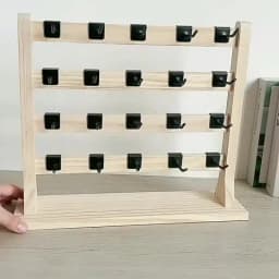 Charcoal Fired Solid Wood Hook Earring Holder Storage Earring Cardboard Jewelry Holder 4/5/6Layers Capacity Earring Holder