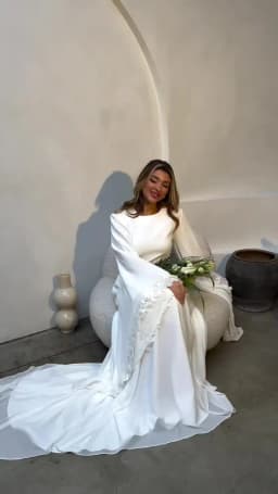 Eightale Arabic Wedding Dresses V-Neck 3D Lace Mermaid Muslim Buttons White Ivory Customized Bridal Gowns