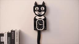 JAKI Classic Black Cat Clock Building Blocks Vintage Cartoon Brick Toy Retro Tail Wagging Desktop Decor Gift