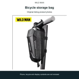 WILD MAN ES8 Bicycle Scooter Handlebar Stem Bag PU EVA Hard Shell Zipper Storage Reflective Trim Hook and Loop Strap Front Bag