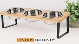 Elevated Cat Bowls Feeder 15° Tilted Raised Feeding & Watering Supplies Pet 3 Stainless Steel Bowls with Stand for Cats Puppies