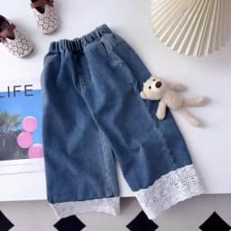 Bear Leader Summer New Blue Jeans 2-7-year-old Simple Kids Clothes Girls Korean Edition Fashion Lace Decoration Casual Pants