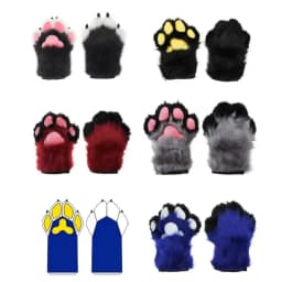 Wolf Dog Foxes Paw Claw Gloves Costume Accessories Cosplays Animal Furry Plush Full Finger Mittens Fursuit for Adults