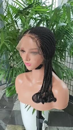 Synthetic Short Cornrows Braided Wig Protective Full Lace Wig with Baby Hair 18 inch Knotless Stitch Braided Wigs With Wavy End